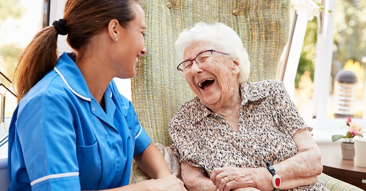 Elderly lady laughing