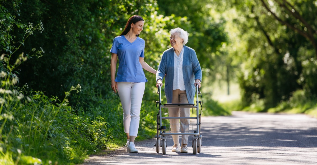 Elderly woman walking